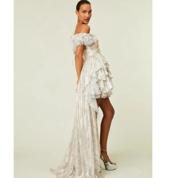 LoveShackFancy *NEW* Curtis Halter High-to-Low Metallic Gown - Picture 1 of 16